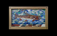 Poplar Frame with Walnut Dowel and Trout Mosaic